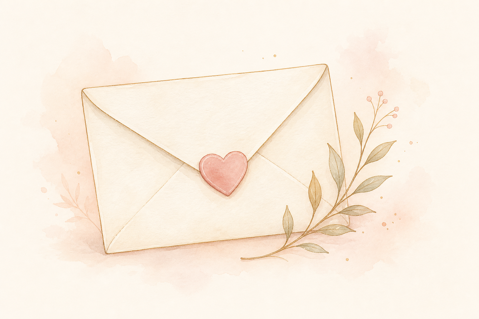 Illustrated envelope with heart seal